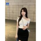 Asymmetrical Short-sleeve T-shirt / Asymmetrical Pencil Skirt