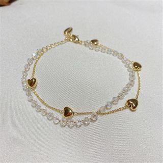 Heart Faux Crystal Bracelet Gold - One Size