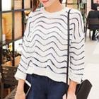 Wavy Striped Long Sleeve Knit Top