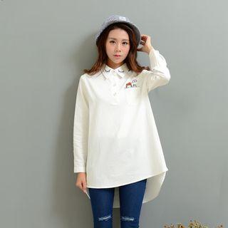 Embroidered Dip Back Shirt