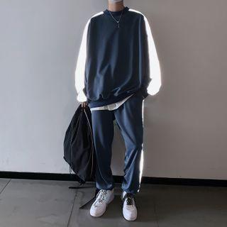 Set: Color Panel Sweatshirt + Harem Sweatpants