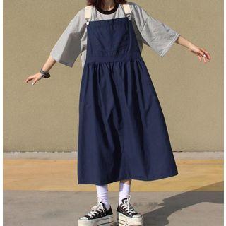3/4-sleeve Striped T-shirt / Jumper A-line Midi Dress