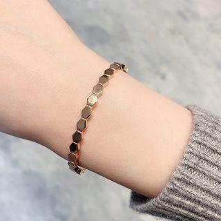 Hexagon Stainless Steel Bangle Rose Gold - One Size
