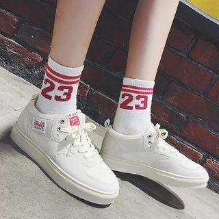 Canvas Badge Applique Mid-top Sneakers