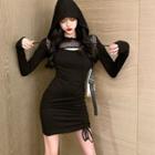 Net Long-sleeve Cropped Top / Plain Sleeveless Dress