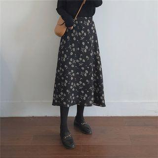 Floral Print Midi A-line Chiffon Skirt