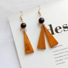 Wooden Triangle Non-matching Drop Earring