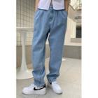 Pintuck Washed Baggy Jeans
