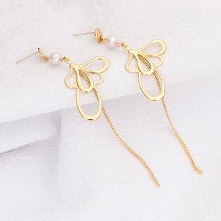 Bead Floral Drop Threader Earring As Shown In Figure - One Size