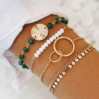 Set Of 3 / 4 : Bead / Alloy Bracelet (assorted Designs)