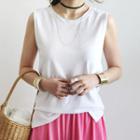 Round-neck Linen Blend Tank Top