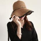 Contrast-trim Straw Sun Hat