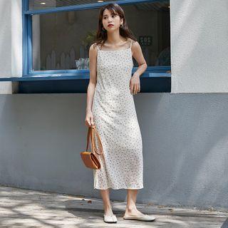 Floral Spaghetti Strap Slit Midi Shift Dress