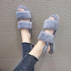 Slingback Furry Flat Sandals