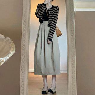 Striped Knit Cropped Cardigan