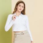 Eco-friendly Long-sleeve Crop Polo Shirt