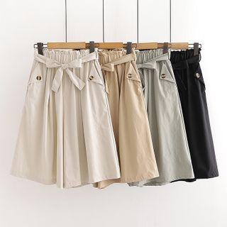 Band-waist Culottes With Sash