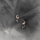 Rhinestone Moon & Star Fringed Earring 1 Pair - Silver Needle - Moon & Star - One Size