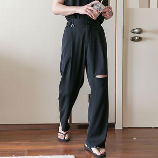 High Waist Distressed Dress Pants