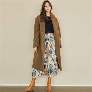 Snap-button Fleece Long Coat