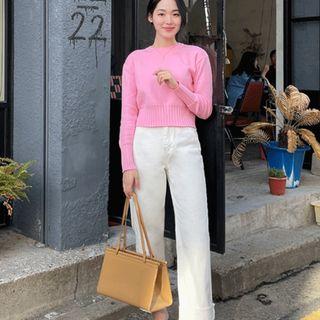 Roll-up Cotton Wide-leg Pants