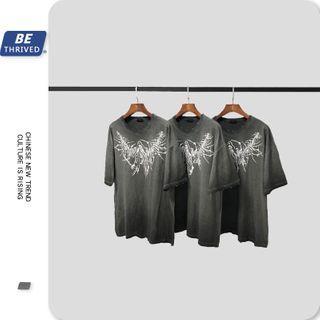 Short-sleeve Pirate Print Ripped T-shirt