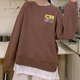 Mock Two-piece Smiley Face Sweatshirt