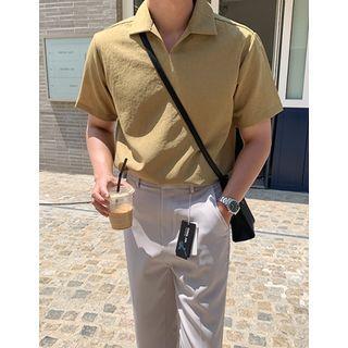 Quarter-placket Plain Shirt