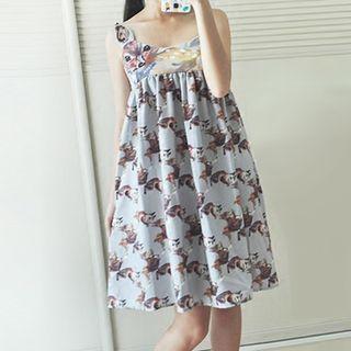 Spaghetti Strap Deer Print A-line Dress