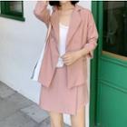 Pocket Detail Blazer / High Waist Skort