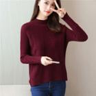 Slit-side Neckline Panel Sweater