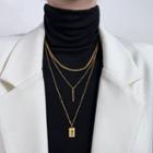 Tag Pendant Layered Stainless Steel Necklace Gold - One Size