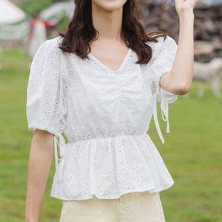 Short-sleeve Eyelet Lace Top