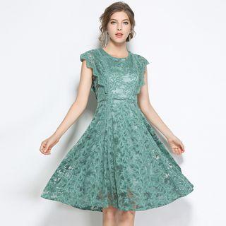 Flutter Sleeve Lace A-line Dress