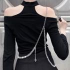 Bow Faux Crystal Crossbody Chain Transparent - One Size