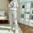 Textured Jogger Sweatpants Melange White - One Size
