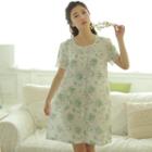 Floral Print Short-sleeve Sleepdress