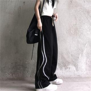 Wave Print Wide Leg Sweatpants