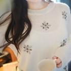 Snowflake-embellished Knit Top