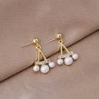 Faux Pearl Rhinestone Dangle Earring E3214 - As Shown In Figure - One Size
