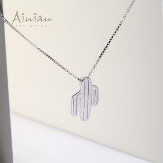 925 Sterling Silver Cactus Pendant Necklace