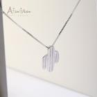 925 Sterling Silver Cactus Pendant Necklace