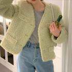 Faux Shearling Jacket Light Grass Green - One Size