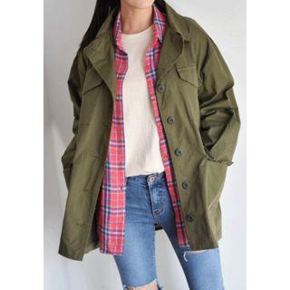 Epaulet Multi-pocket Military Shirt Jacket