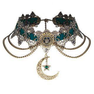 Moon Pendant Lace Choker