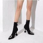 Rhinestone Sun Applique High-heel Short Boots