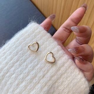 Heart Resin Alloy Earring 1 Pair - Gold - One Size