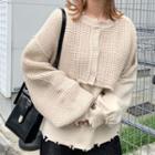 Mock Two-piece Frayed Sweater