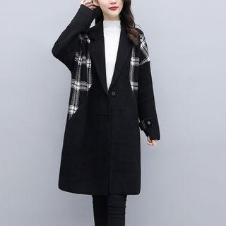 Plaid Panel Midi Coat