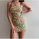 Cherry Printed Slim-fit Sleeveless Dress